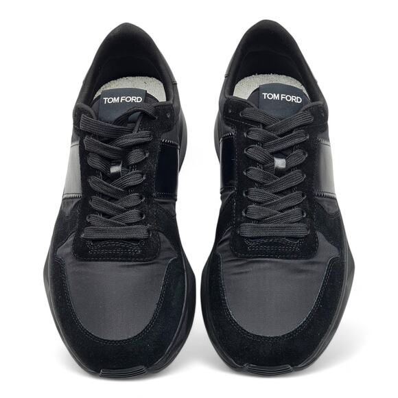 Tom Ford Jagga Leather-Trimmed Suede and Mesh Sneakers in Black size 8 $990